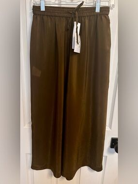 McQ by Alexander McQueen Womens Brown/Olive 100% Cupro Cropped Pants Size 38 NWT